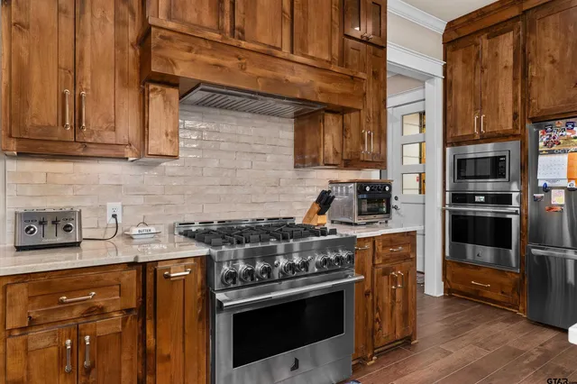 a hallway with cabinets