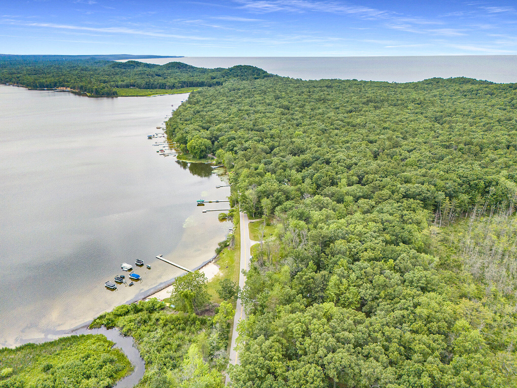 5510 West Lattin Road Pentwater, MI 49449 - Photo 3 of 27 Aerial both lakes and woods