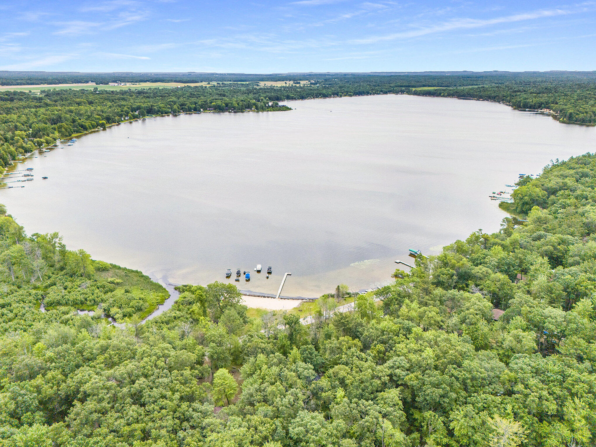 5510 West Lattin Road Pentwater, MI 49449 - Photo 5 of 27 Aerial Bass Lake and Woods