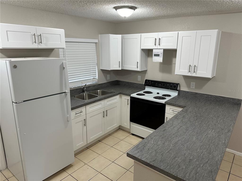 385 Lime Street Maitland, FL 32751 - Photo 6 of 13 a kitchen with granite countertop a refrigerator a sink and white cabinets