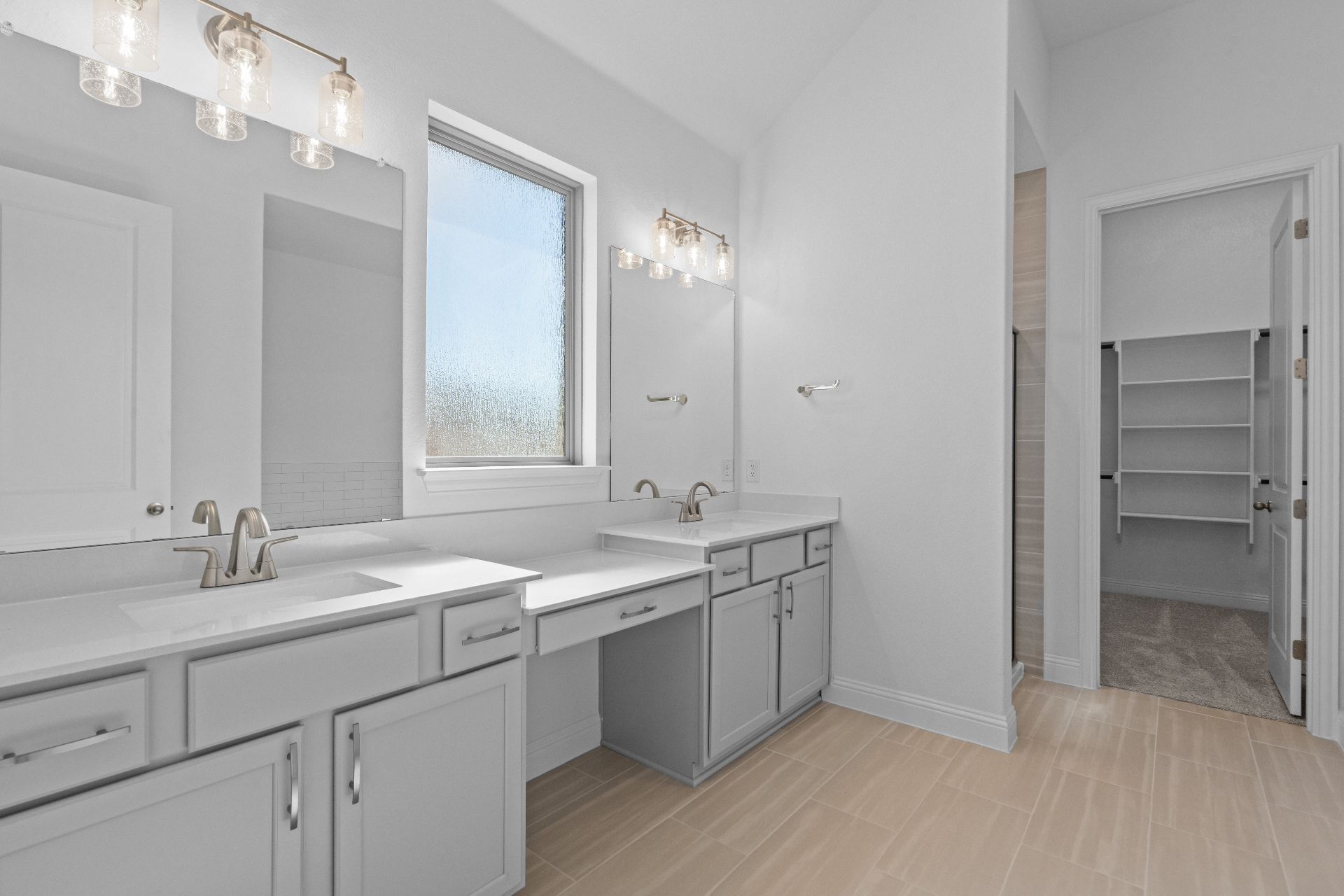 336 Ridgewell Loop Georgetown, TX 78633 - Photo 15 of 31 a bathroom with a double vanity sink and mirror