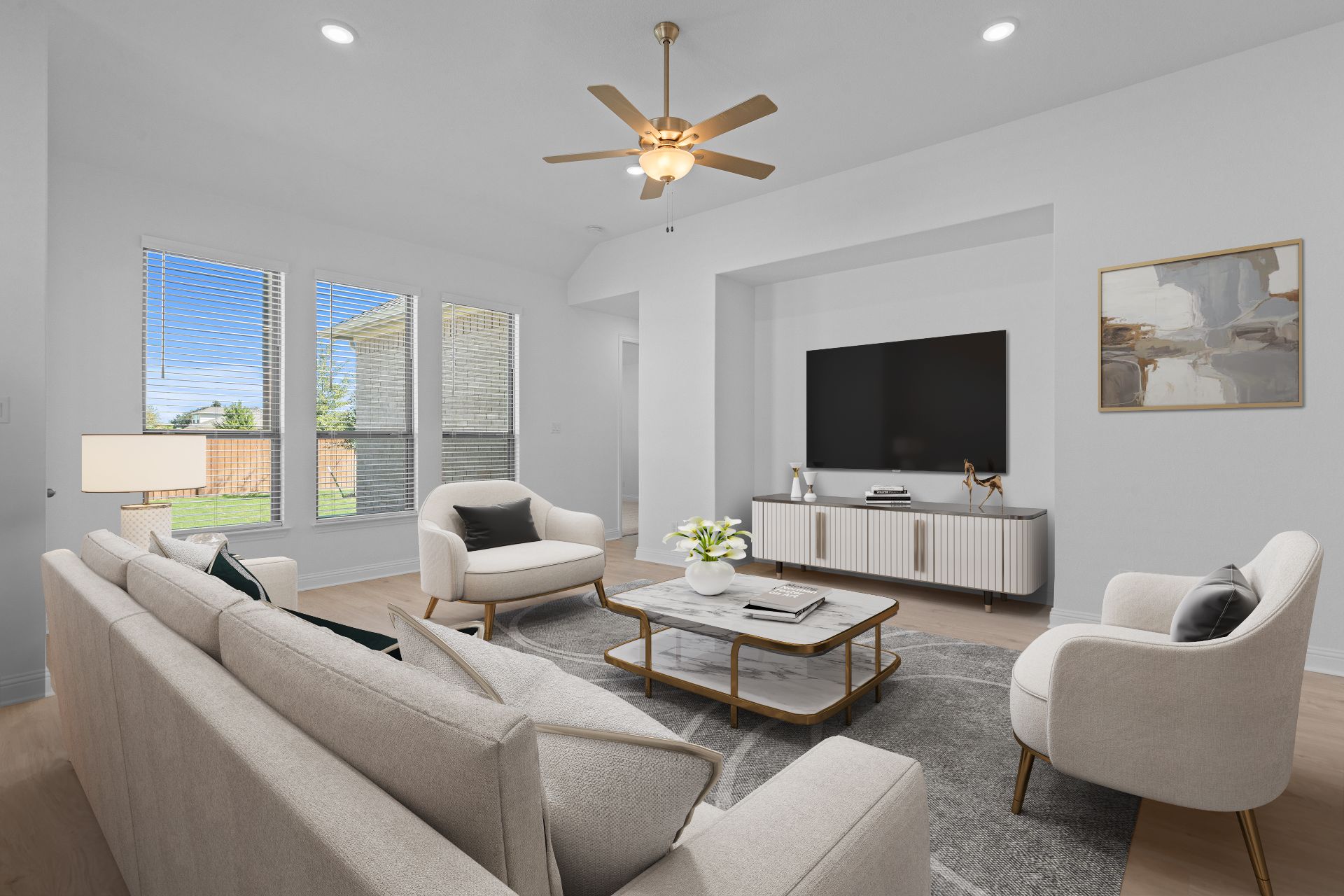 336 Ridgewell Loop Georgetown, TX 78633 - Photo 4 of 31 a living room with furniture and a flat screen tv