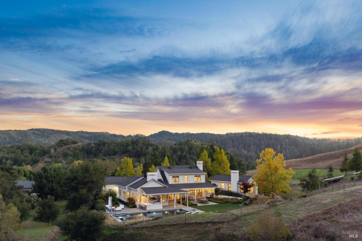a view of a town with residential houses