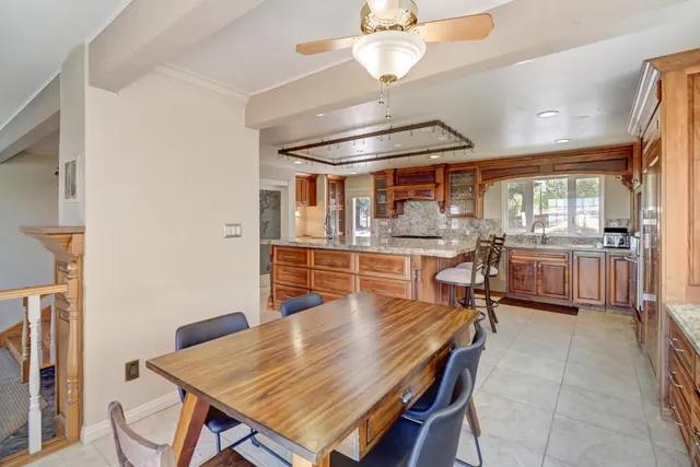 a workspace with furniture and a window