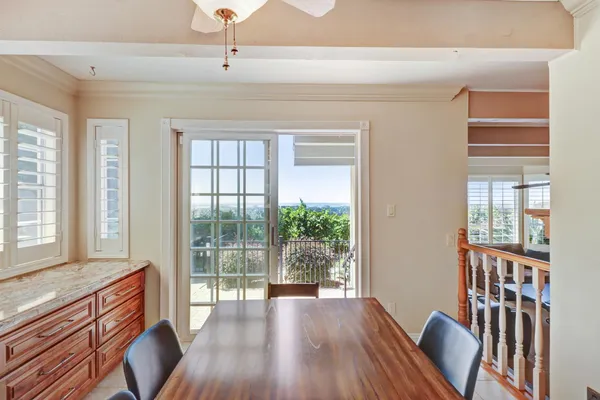 a view of a room that has a window in it