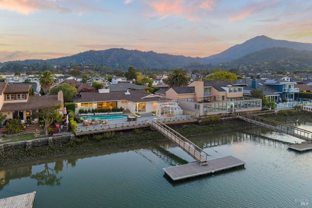 a view of a lake with a mountain