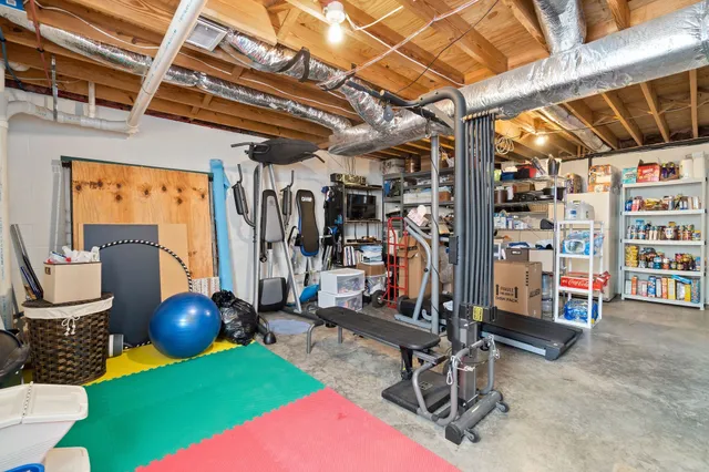 a room with gym equipment