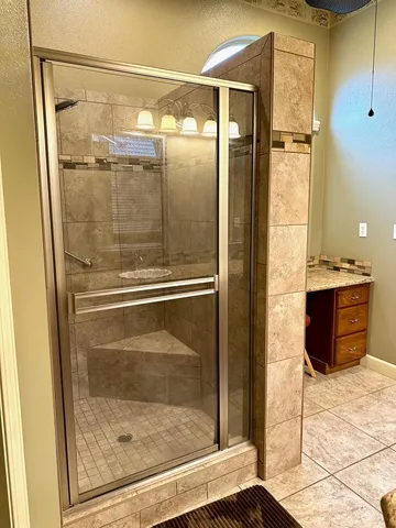 a bathroom with a shower