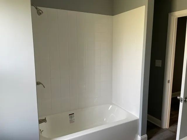 a bathroom with a bathtub