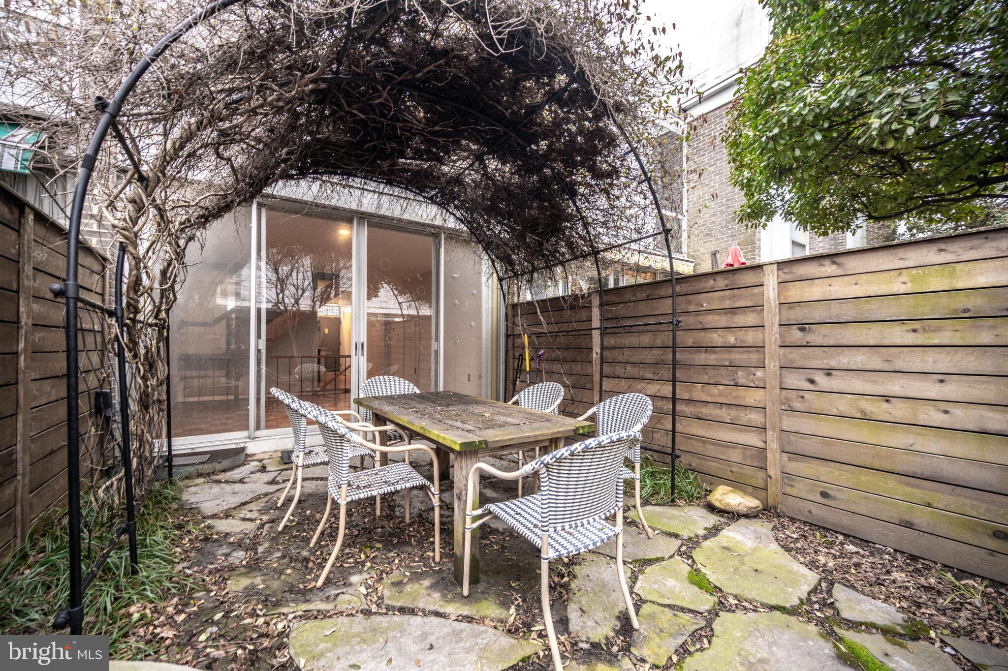 302 N Street Southwest, Unit 302 Washington, DC 20024 - Photo 33 of 68 a patio with table and chairs and potted plants