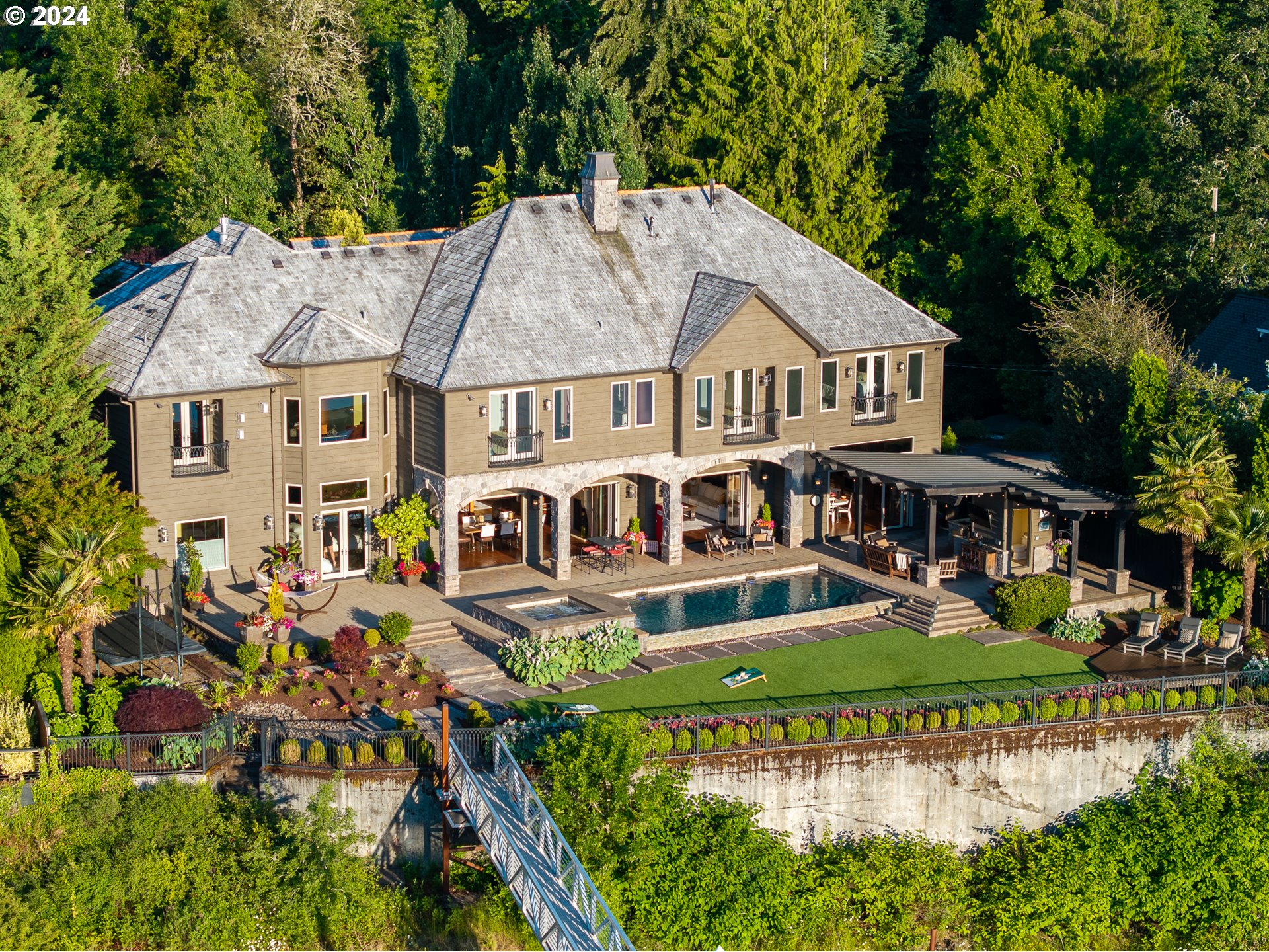 12780 South Fielding Road Lake Oswego, OR 97034 - Photo 9 of 48 an aerial view of a house with a yard