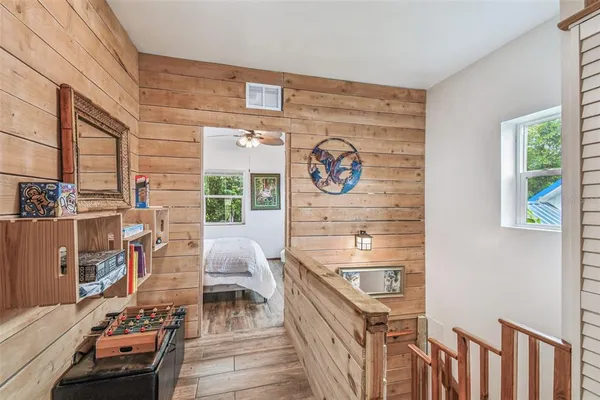 a couple of potted plants in front of door