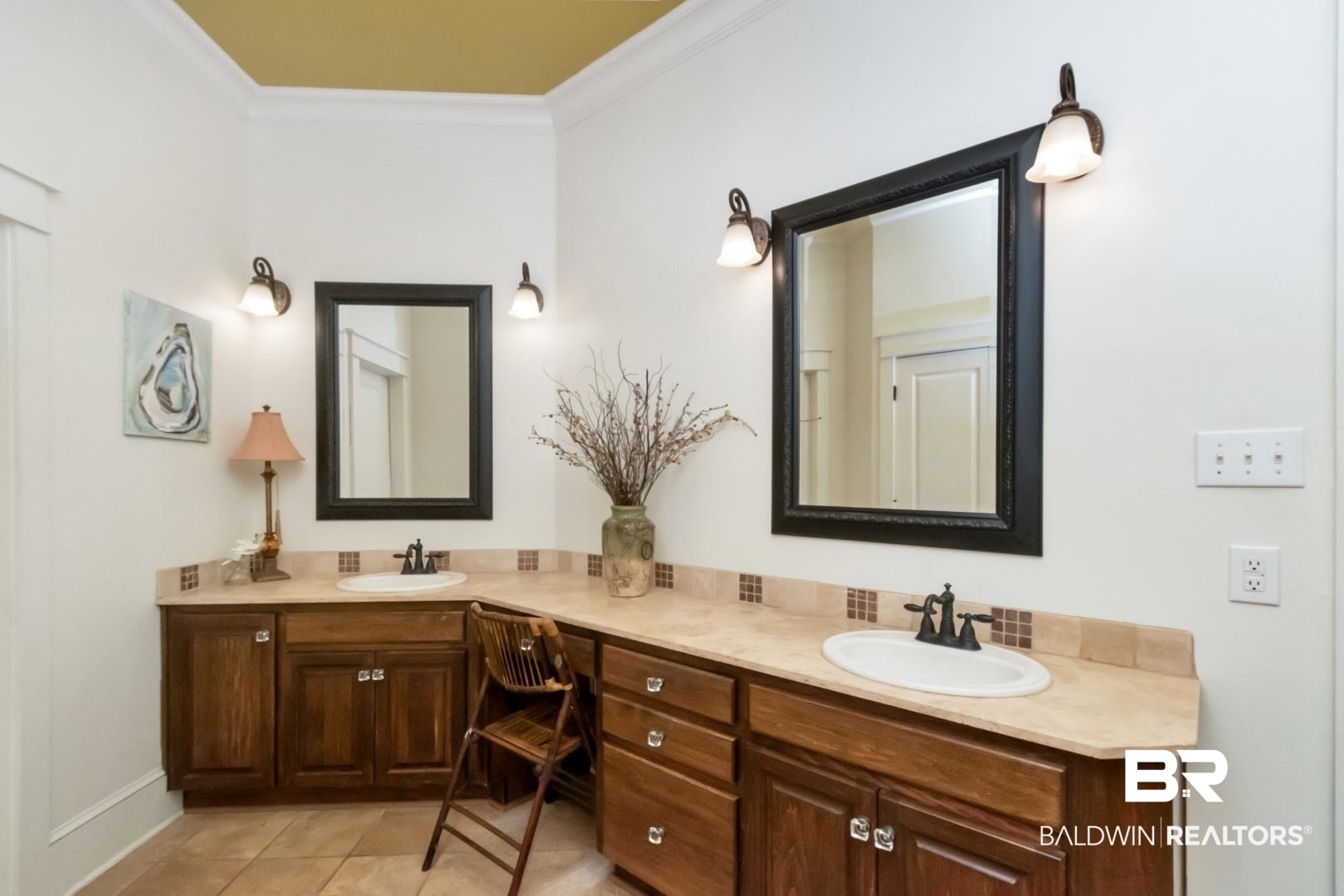 8868 Dawes Lake Road South Mobile, AL 36619 - Photo 19 of 35 Bathroom featuring vanity, crown molding, and tile patterned flooring