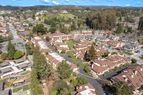 a view of a city with mountain