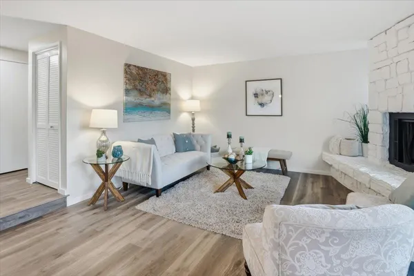 a living room with furniture and a couch