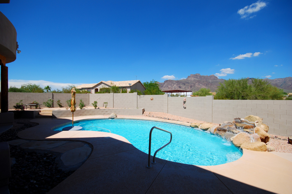 719 South Mountain View Road Apache Junction, AZ 85119 - Photo 7 of 34 Back yard pool with mountain views
