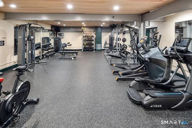 a view of a room with gym equipment