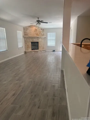 a view of a livingroom with a fireplace