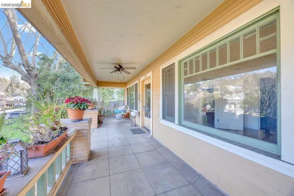 a lobby with furniture and garden