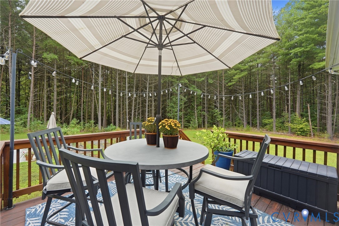 3741 Boundary Run Road Gum Spring, VA 23065 - Photo 29 of 36 Spacious outdoor deck with wood railing, strung ou