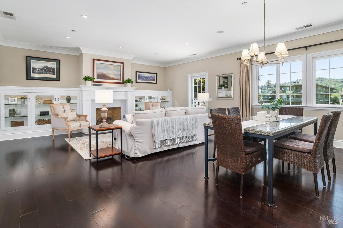 56 Mooring Road San Rafael, CA 94901 - Photo 6 of 45 Great room with access to private, upper deck. The deck has a staircase down to the backyard.