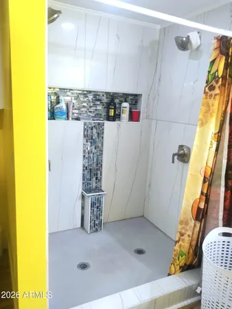 a bathroom with a tub