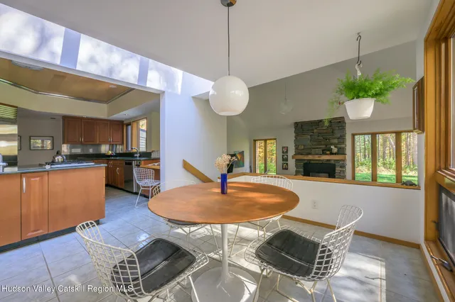 a view of an empty room with stairs