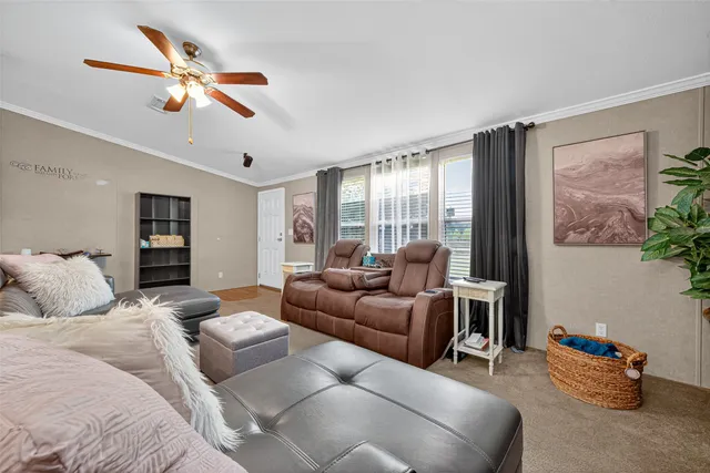 a living room with furniture