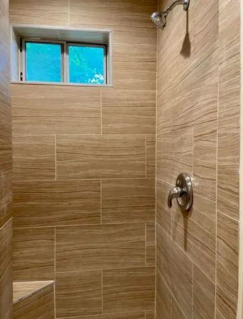 a bathroom with a shower