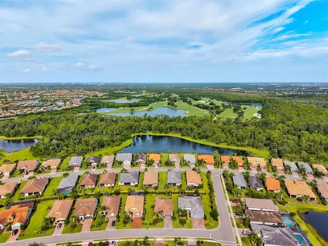 a view of a lake with a patio