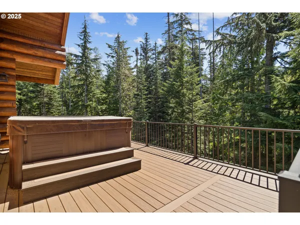 a view of balcony and wooden floor