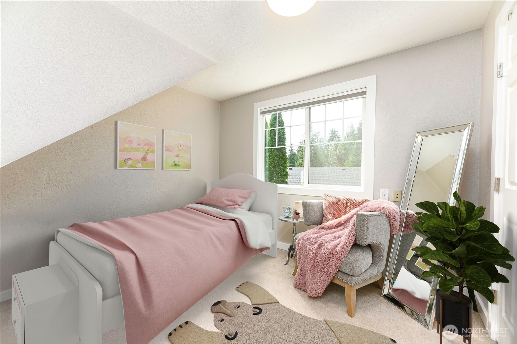 12523 Woods Lake Road Monroe, WA 98272 - Photo 28 of 40 a bedroom with two beds and a potted plant