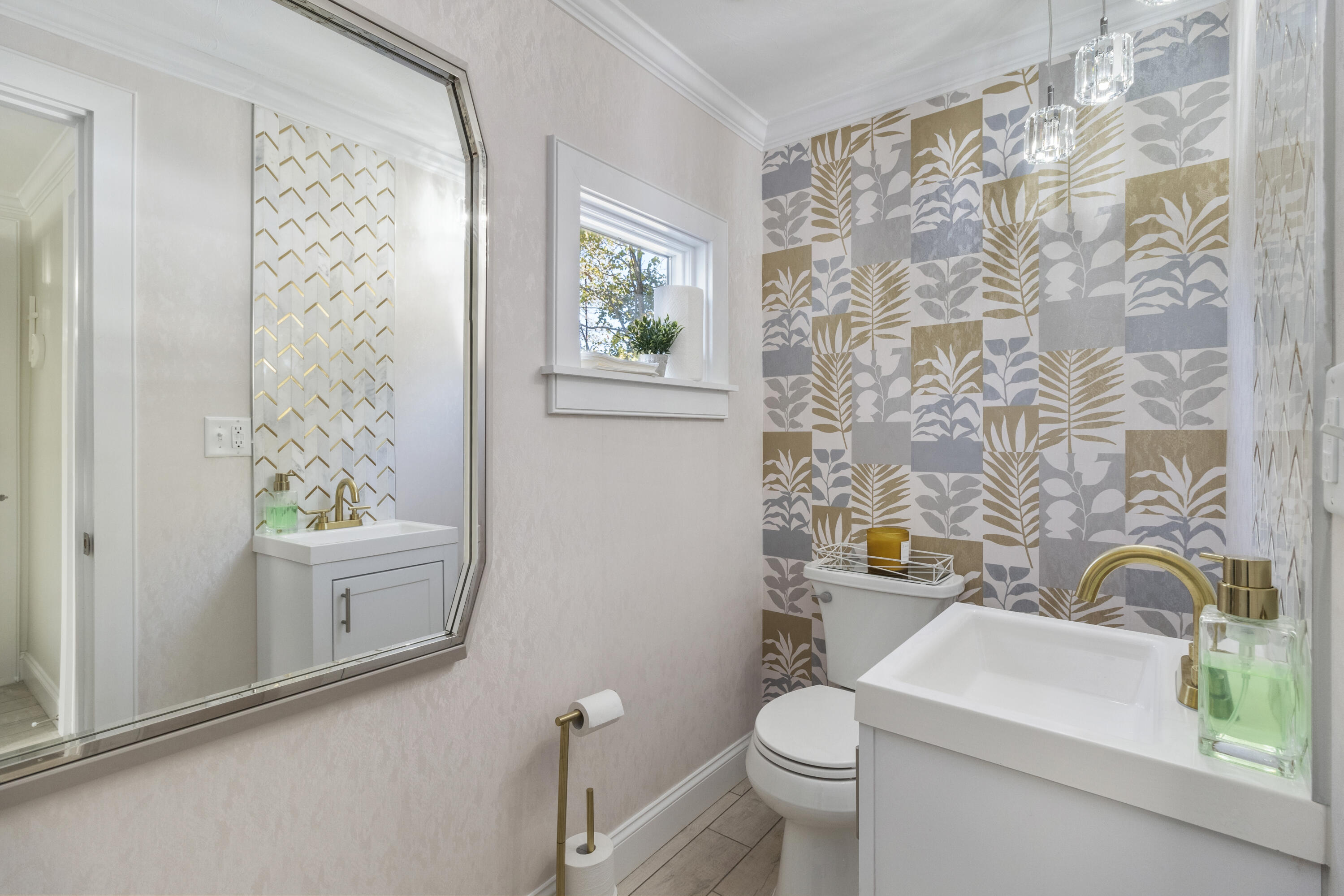 712 Main Street Hyannis, MA 02601 - Photo 29 of 88 Gold Accented Powder Room