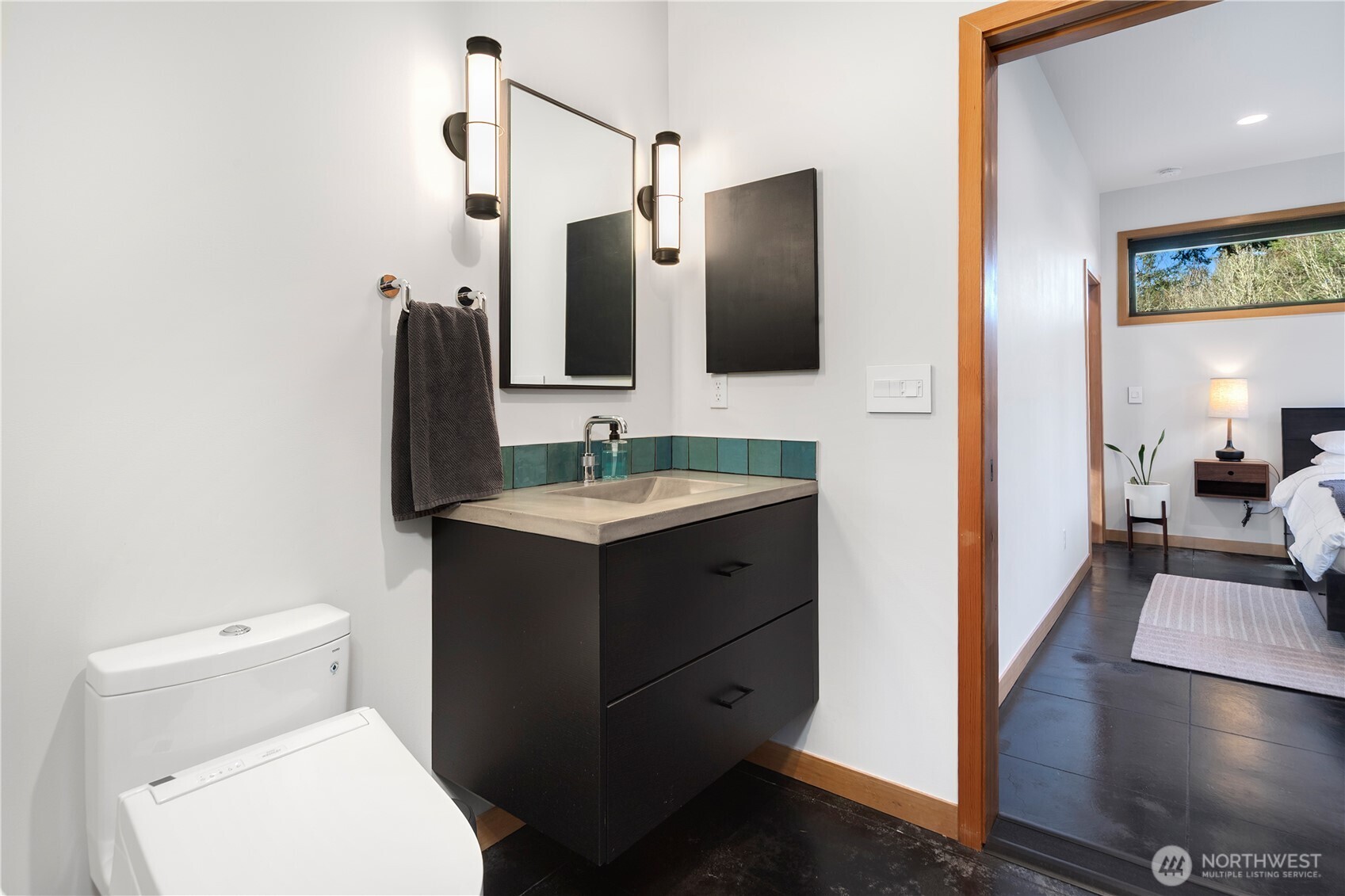 2475 15th Street Port Townsend, WA 98368 - Photo 18 of 27 a bathroom with double vanity sink and mirror