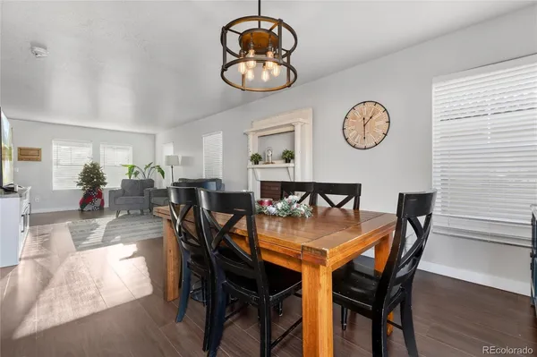 a view of a dining room and livingroom view