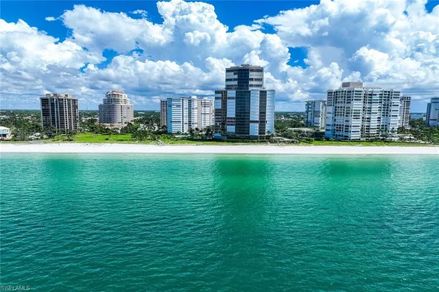 a city view with tall buildings