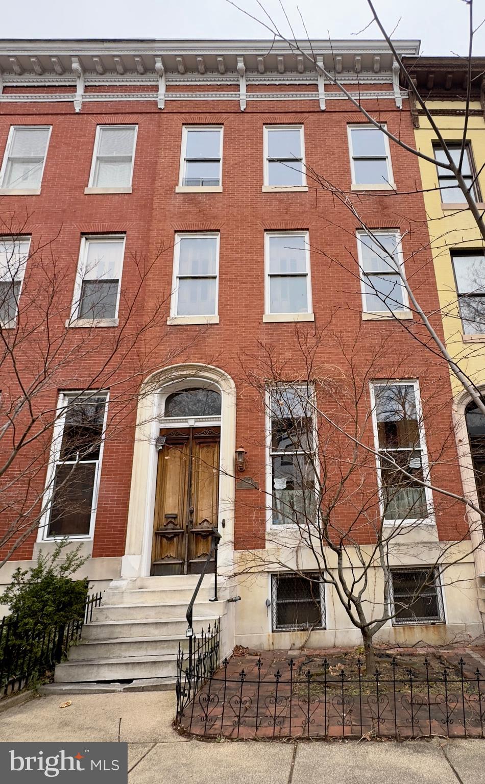 a front view of a building