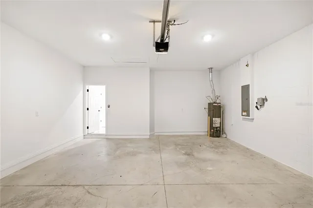 a view of a swimming pool with a sitting space