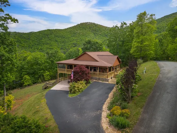 an aerial view of a house