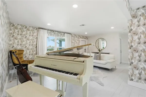 a living room with furniture