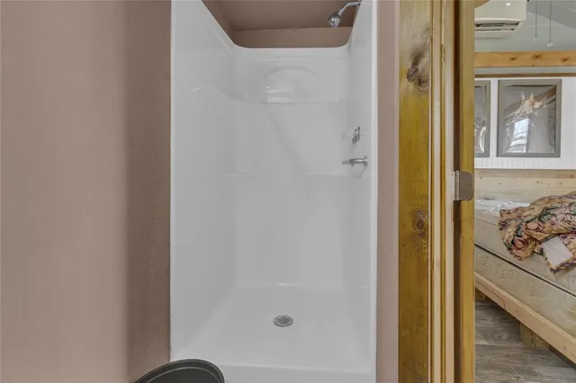 a bathroom with a bathtub