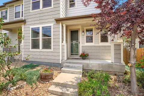 a front view of a house with patio