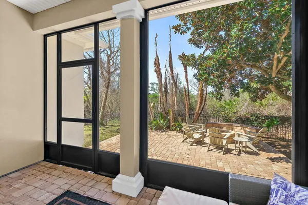 a backyard of a house with lots of green space