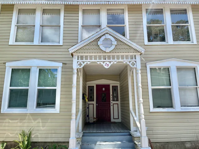 a view of a building with door