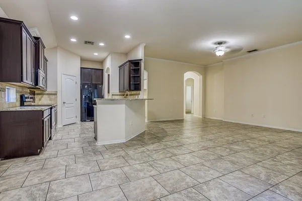 a view of a kitchen with a sink