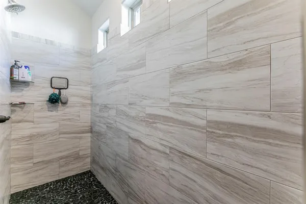a bathroom with a shower