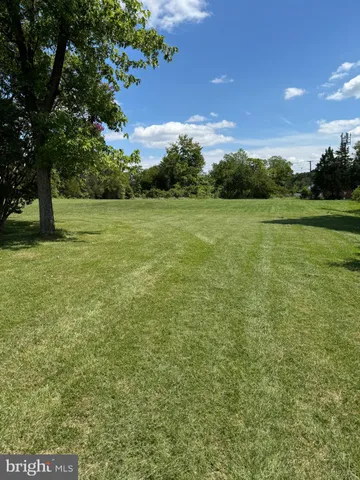 a view of a field with an trees