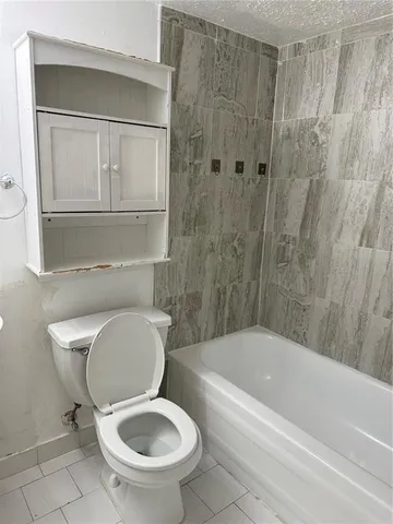 a bathroom with a toilet and a bathtub