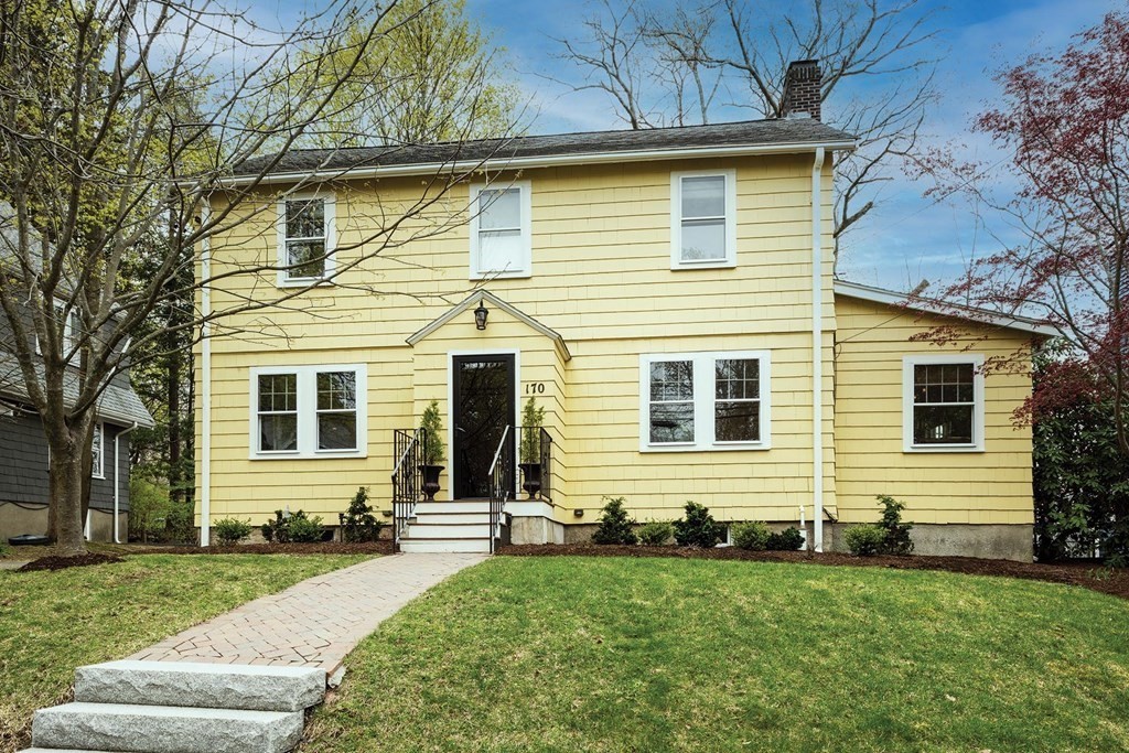 170 Oliver Road Newton, MA 02468 - Photo 1 of 13 a front view of a house with a yard