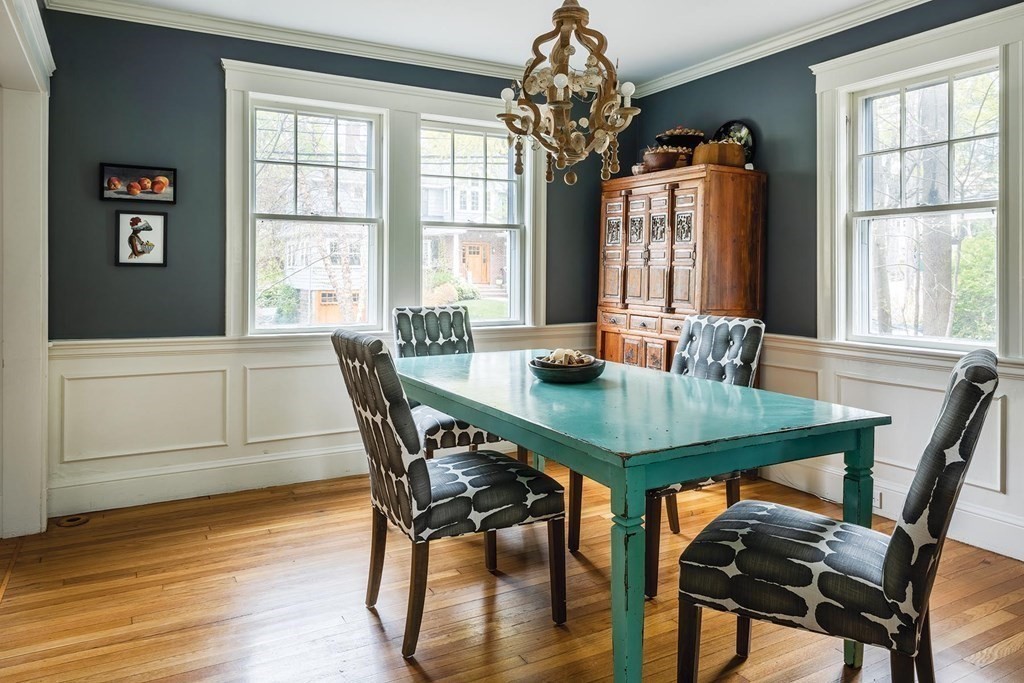 170 Oliver Road Newton, MA 02468 - Photo 4 of 13 a view of a dining room with furniture window and wooden floor